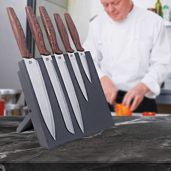 סט סכיני שף איכותיים במעמד מגנטי