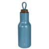 טרי בקבוק תרמי נירוסטה חם קר עם מכסה עץ ומאחז סיליקון כחול